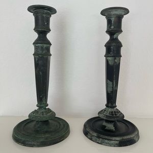 Patina brass candle sticks